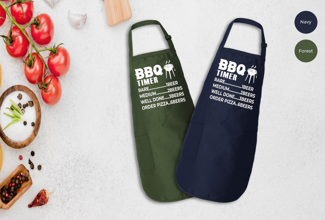 Funny BBQ Timer Apron, BBQ Grill Master Apron,gift for Chef, Dad Chef