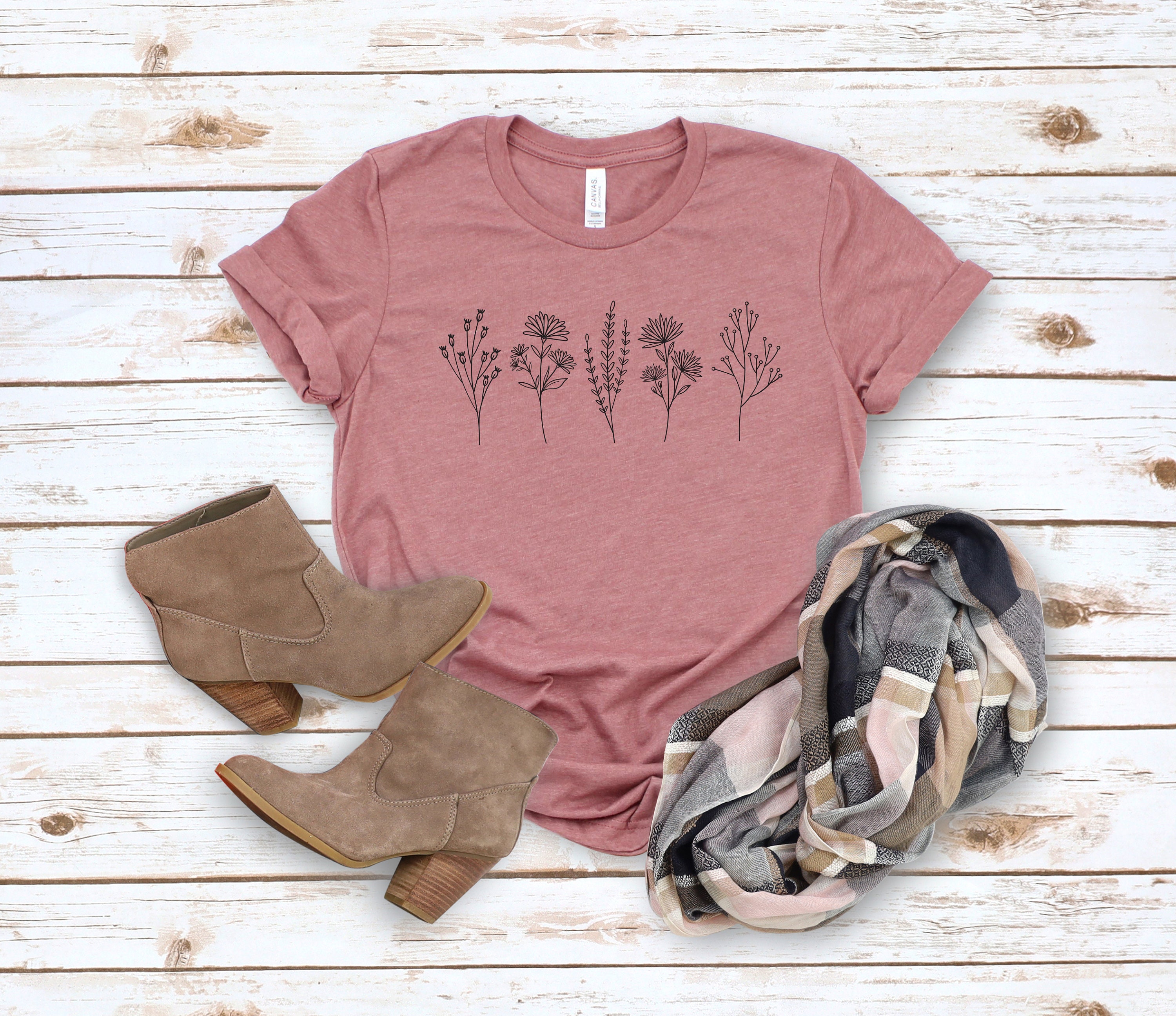 Wild Flowers Shirt, Wildflower Tshirt, Floral Tshirt, Botanical Shirt, Flower Shirt, Nature Lover Shirt, Ladies Shirts, Gift for Womens