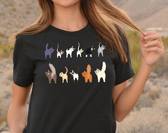Doodle Cat Butt Theme Shirt, Cat Shirt, Cat T shirt, Cottagecore Shirt, Funny Cat Shirt, Aetshetic Shirt,Teacher Shirt,Cottage Core Clothing