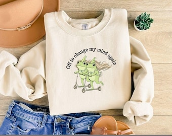 Off To Change My Mind Again Funny Frog Shirt, Funny Meme Shirt, Sarcasm Shirt For Women, Humor Shirt, Overthinking Shirt