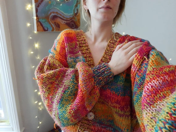 Hand Knitted UK Made 100% Wool Cardigan 