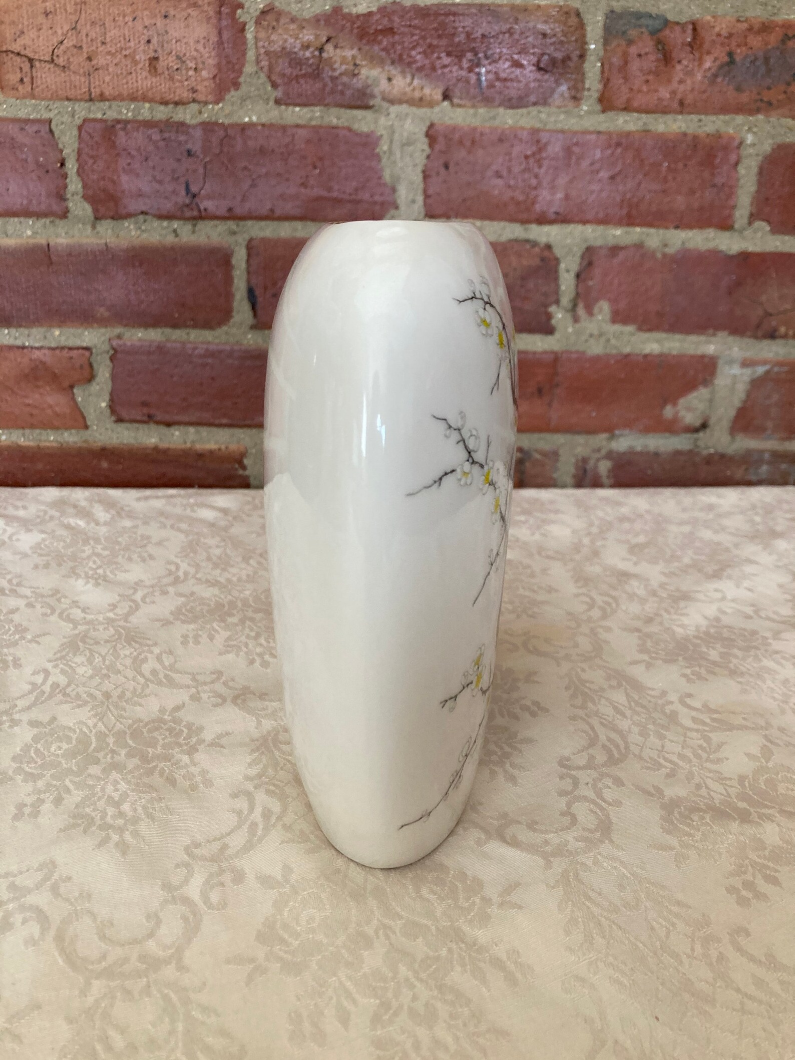 Vintage Fine China Jay of Japan White Vase With Birds and Floral Motif