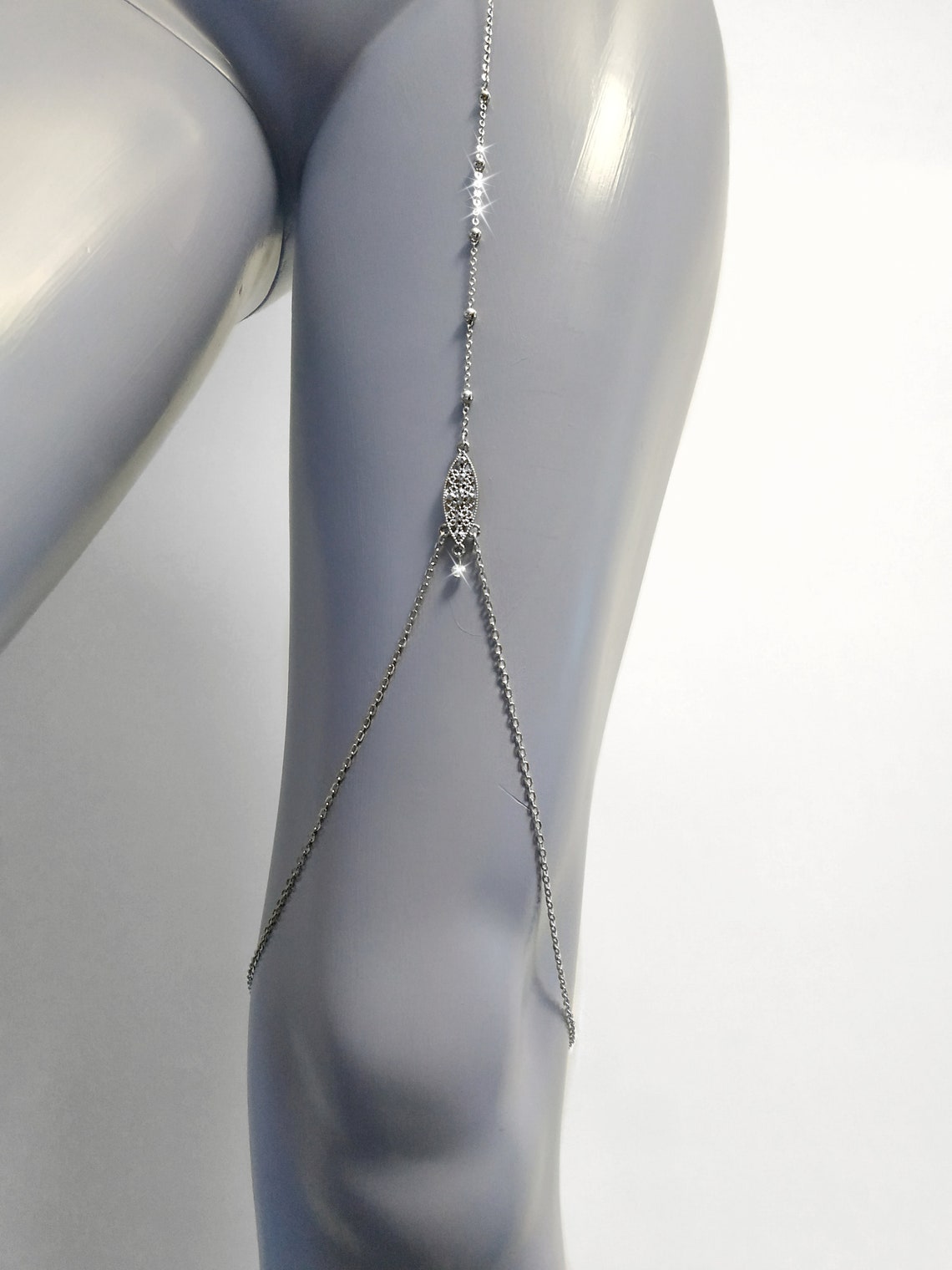 Leg chain silver leg chain Chain on the waist and hips Etsy