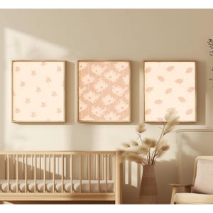 Wildflower Nursery Prints Set of 3 – Soft Pink Botanical Wall Art for Baby Room (Digital Download)