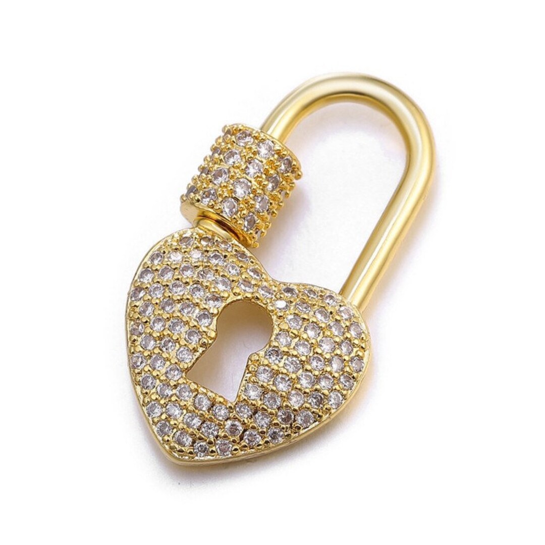 24k Heart padlock clasp for jewelry making/ Padlock clasp/ 24k hear