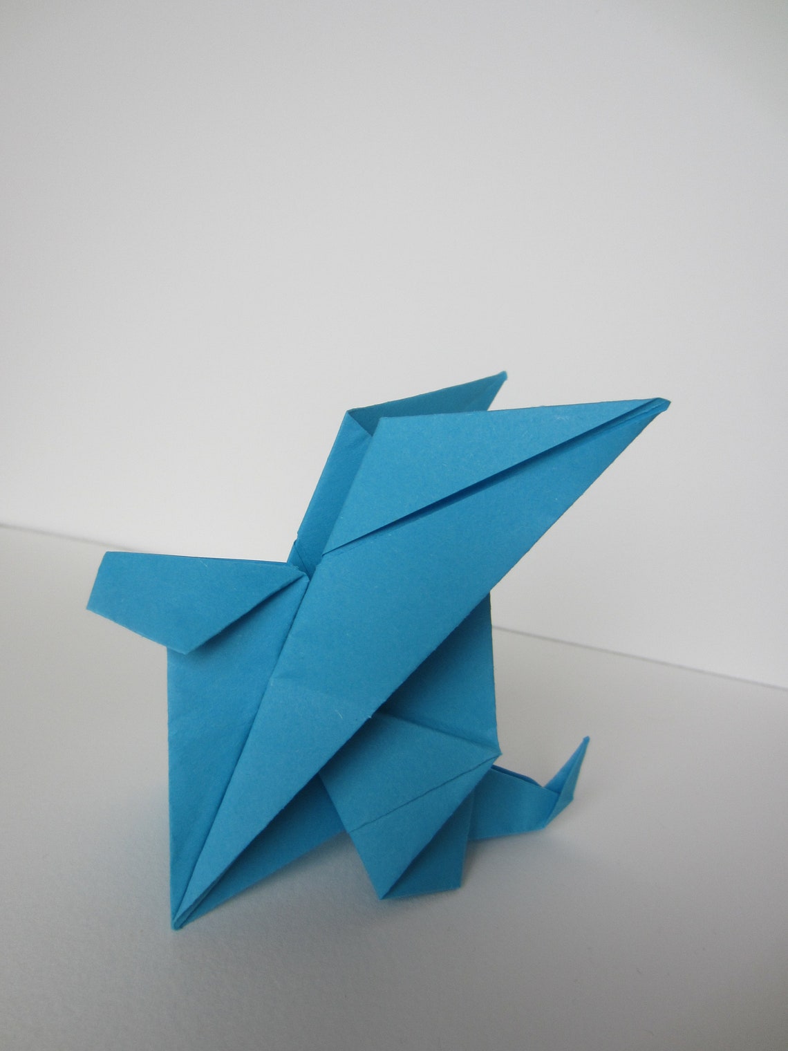 Handmade Origami Dragon Paper Light Blue Figurine for Room Etsy