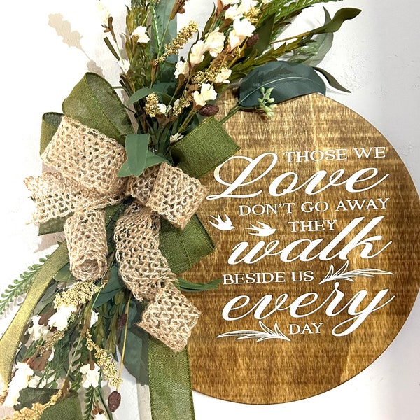 Rustic sympathy wreath, Memorial door hanger with flowers, Bereavement gift, Sympathy door hanger, Memorial decor, Remembeance gift