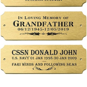 Size: 3"W X 1-1/2"H, Personalized, Custom Engraved, Brushed Gold Solid Brass Plate