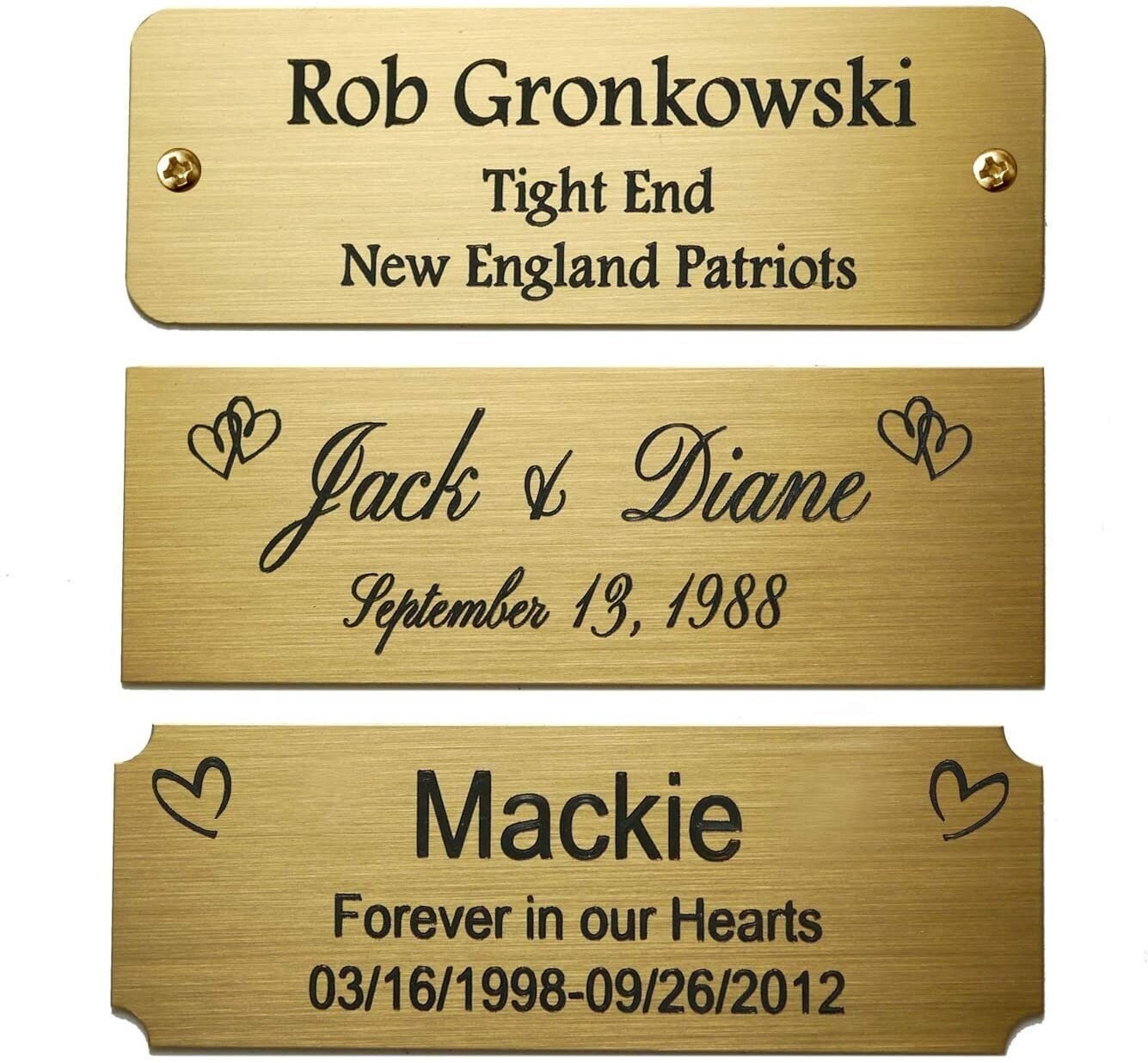 Vary Size, Personalized, Custom Engraved, Brushed Gold Solid Brass ...
