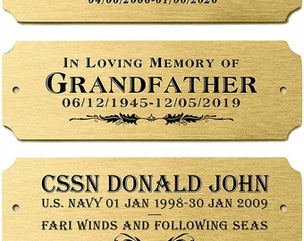 Size: 3 W x 3/4 H, Personalized, Custom Engraved, Brushed Gold