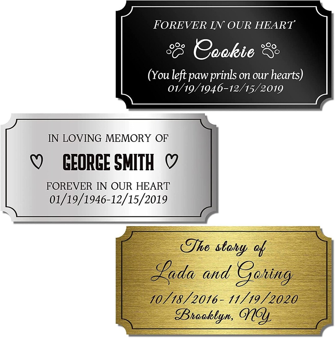 Vary Size, Personalized, Custom Engraved, Brushed Gold Solid Brass ...