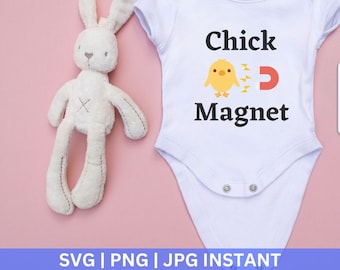 Chick Magnet Svg, Funny Easter Svg, Baby Easter Svg, Easter Chick Svg, Cute Onesie Design, Digital Download, Cricut and Cutting Machines