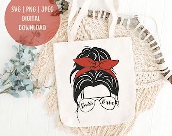 Boss Babe Svg Png, Mom Bun Svg, Mom Boss SVG, Girl Boss Svg, Slay Svg, Mom Bun tshirt, descarga digital para Cricut y máquinas de corte