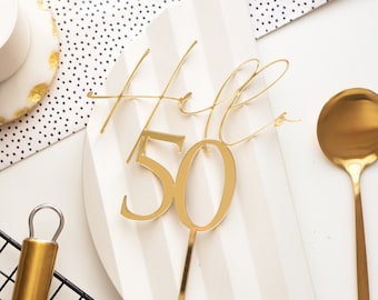 Fifty Cake topper Birthday Personalised 50 Cake Topper 50th Cake Ideas Gold Happy 50th Acrylic Cake Topper Custom Age Hello Fifty