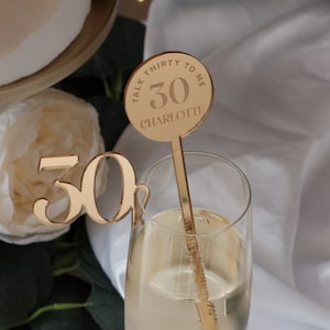 Personalised Drink Stirrers and Drink Toppers Wine Charms 60 50 40 30 Birthday Decorations UK Party Favours Cocktail Stirrers Birthday Decor