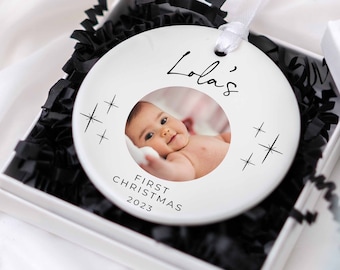 My First Xmas Christmas Photo Ornament, Photo Bauble, Personalised Bauble Decoration 1st Christmas Decoration Baby's First Christmas