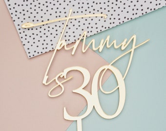 Personalised Name and Number Cake topper Birthday Personalized 30 Cake Topper 40 50 thirty Cake Ideas Gold Acrylic Cake Topper Custom