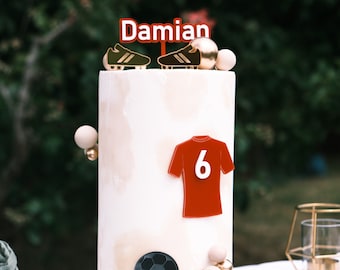 Fußball Kuchen Topper Geburtstags-Set Acryl Fußball Kuchendekoration Tortendekoration Fußball Personalisiert Sport Kuchendekoration