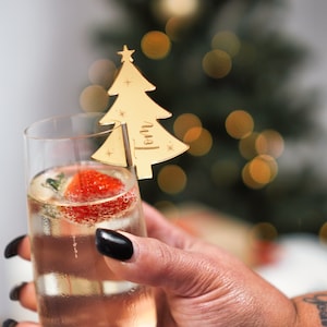 クリスマスツリー ドリンクタグ プレースセッティング クリスマステーブルデコレーション ドリンクトッパー クリスマスプレースカード ワインチャーム ホリデーデコレーション