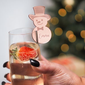 Etiquetas para adornos de bebidas navideñas, adornos para mesas navideñas, muñecos de nieve, adornos para mesas navideñas, tarjetas para mesas navideñas, adornos para vino, decoración navideña