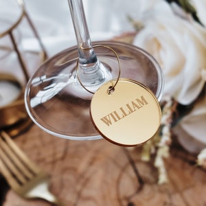 Nome do casamento cartões de lugar ideias decorações de festa círculo nomes de lugar favores de casamento etiquetas de nome para vidro de vinho charme