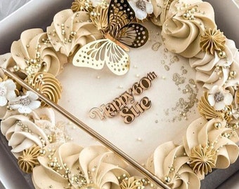 Akrylowy napis Happy Birthday Cake Topper Spersonalizowany urok tortu Złoty Srebrny Niestandardowy akrylowy topper na tort Niestandardowe dekoracje tortu