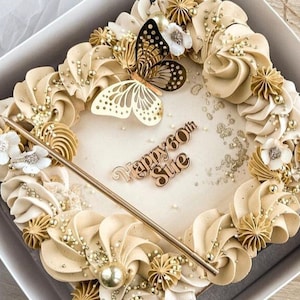 Nom acrylique joyeux anniversaire gâteau Topper gâteau personnalisé charme or argent personnalisé acrylique gâteau Topper décorations de gâteau personnalisées