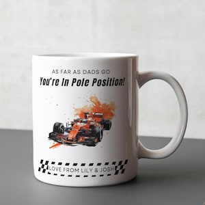 彼へのパーソナライズされたF1ギフト、F1マグカップ、ポールポジションレースカーF1レーサー父の日ギフト、お父さんへの面白いモータースポーツ誕生日プレゼント