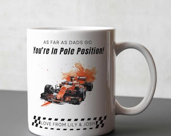 Regalo personalizado de F1 para él, taza de Fórmula 1, coche de carreras de pole position, regalo para el Día del Padre, divertido regalo de cumpleaños de deportes de motor para papá.