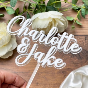 Modern Wedding Cake Toppers Personalised Custom Cake Topper Mr & Mrs First Name Acrylic Cake Topper Wedding Double Layer