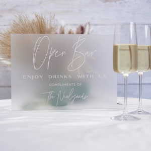 Open Bar Bruiloft Bar Teken Acryl Bruiloft Bewegwijzering Drankmenu Acryl Bruiloft Teken Handtekening Drankteken Bruiloft Bar Decor Bruiloft Bar Menu