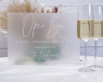 Open Bar Wedding Bar Sign Acrylic Wedding Signage Drink Menu Acrylic Wedding Sign Signature Drink Sign Wedding Bar Decor Wedding Bar Menu