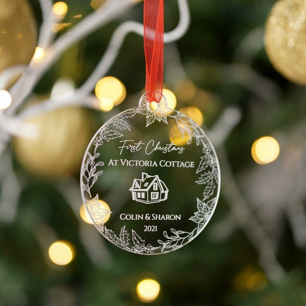 Personalised First Christmas in New Home Bauble 2023 Couples Christmas Ornament New Home Christmas Ornament, Our First Home New House Bauble