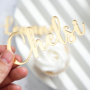 Acrylic Name Cake Charm Personalised Acrylic Cake Topper Gold Custom Cake Charm Decorations Personalized Name Cake Topper