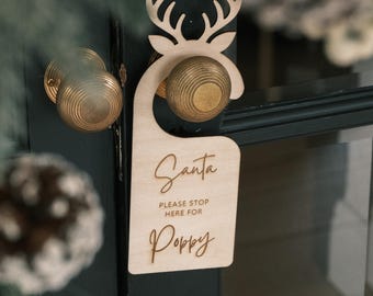 Wooden Reindeer Names Santa Decoration Christmashome Decor Childrens Christmas Gifts Santa Door Hanger Stop Here Sign Christmas Homeware