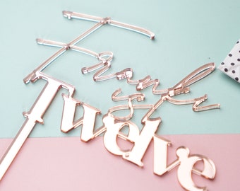 Personalised Happy Birthday Cake Topper Name and Age 21 30 40 50 Gold Acrylic Birthday Cake topper With Name