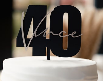 Personalised 40 Cake topper Birthday Forty Cake Topper 40th Cake Ideas Gold Happy 40th Acrylic Cake Topper Thirtieth Custom Age Hello 40
