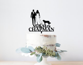 Dog Cake Topper For Wedding Cake Topper Silhouette Couple Dog Cat Personalised Wedding Cake Topper Mr and Mrs Bride and Groom