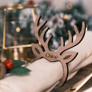 Rentier Namen Weihnachten Tischdekoration Festliche Serviettenringe Personalisierte Gedecke Weihnachtsessen Party Dekor Serviettenhalter