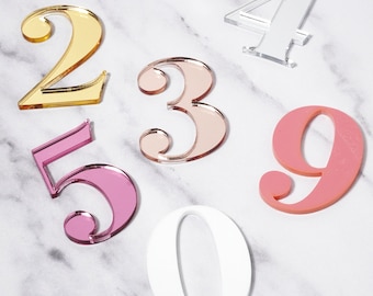 Acrylic Cake Charm Number Age Cake Topper, Number Cupcake topper Mirror, Pastel or Wood Birthday Acrylic Numbers Cake Decorations