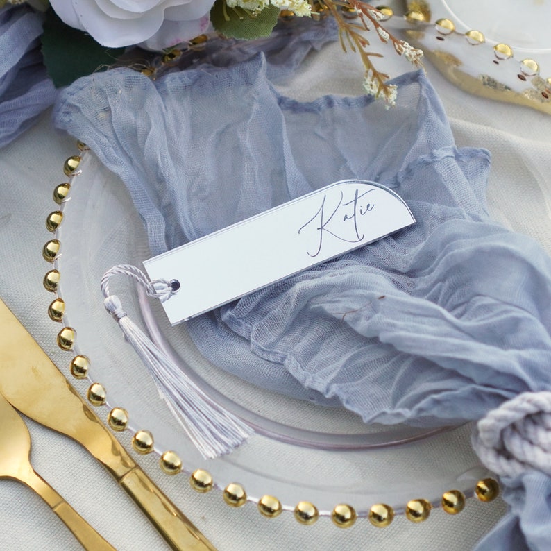 Mirror Silver custom made place setting with tassel
