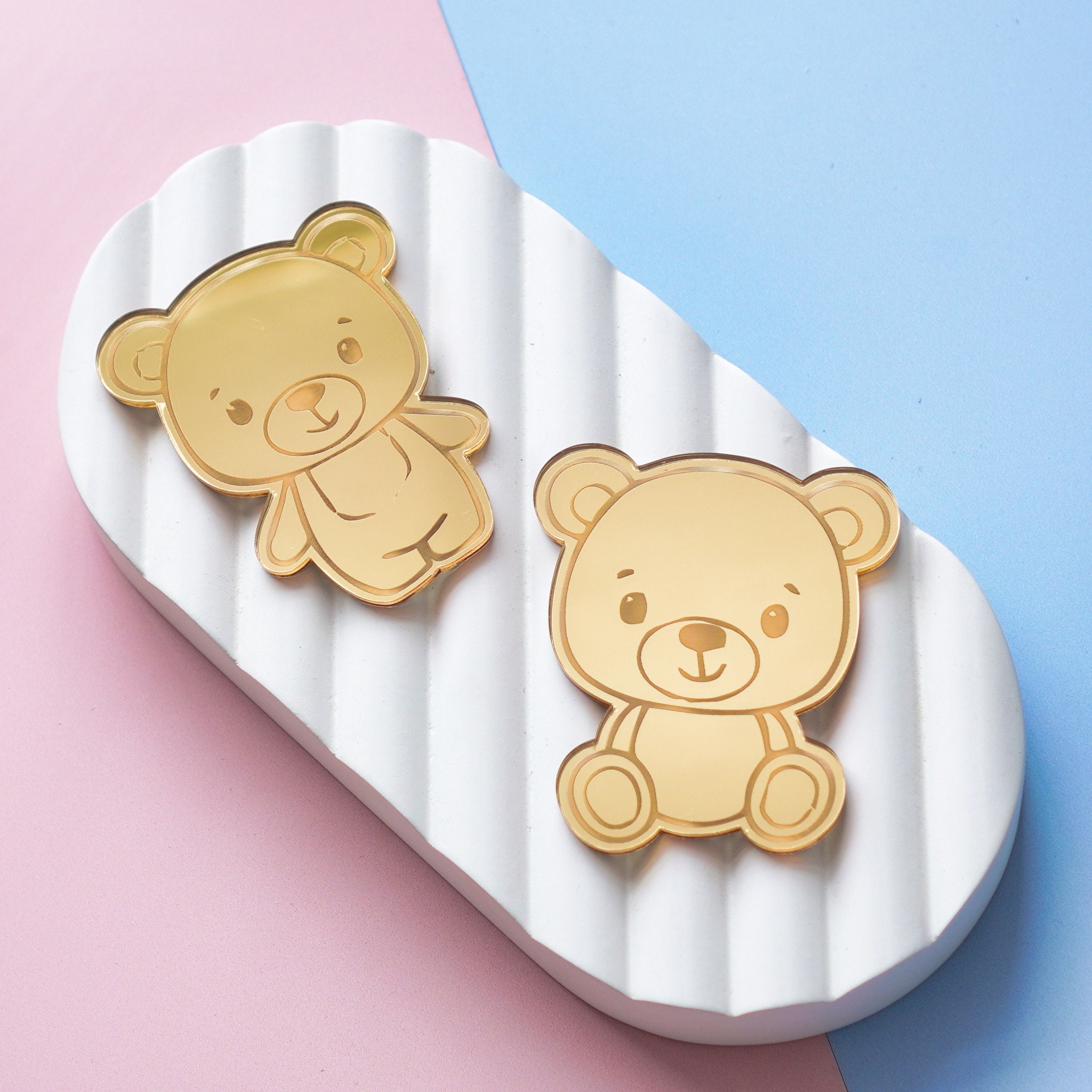 Personalised Teddy Bear Baby Shower Cake Topper Set Girl Boy Baby ...