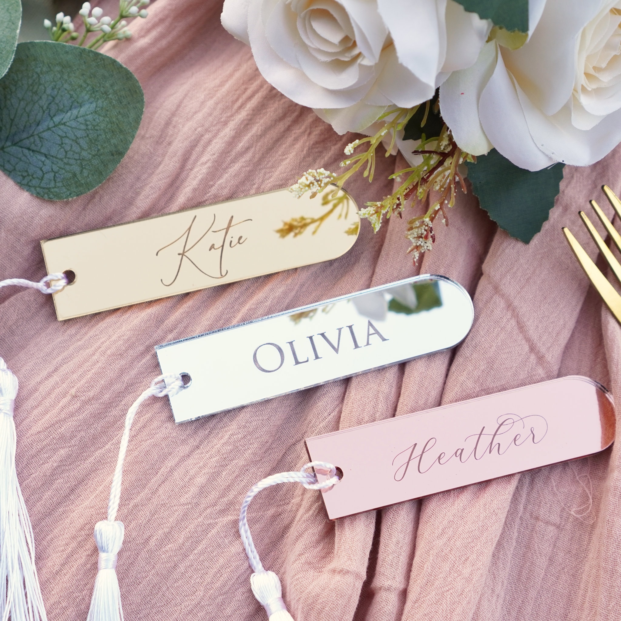 Wedding Place Cards Ideas Personalised Boomarks Wedding Name Etsy UK