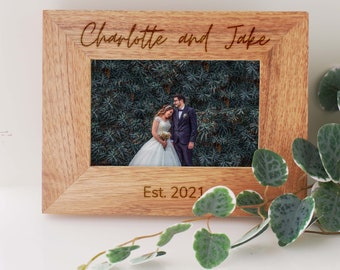 Personalised Wedding Photo Frame, Personalized picture Frame Wedding Gift, Custom Engraved Wooden Frame Photo Gift, Anniversary Gift