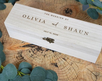 Wine Box Wedding Ceremony Personalised Wedding Wine Box Time Capsule Wedding Wine Gift Engraved Wooden Champagne Bottle Box