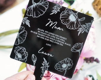 Adorno conmemorativo personalizado para la memoria de la madre, decoración para tumbas de cementerio, placa conmemorativa con flores, adorno para tumba de abuela, papá y mamá.