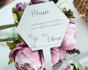 Decoración de tumba personalizada para cementerio, placa conmemorativa con flores, adorno para la tumba de abuela, papá y mamá, adorno conmemorativo en memoria de la pérdida de la madre.