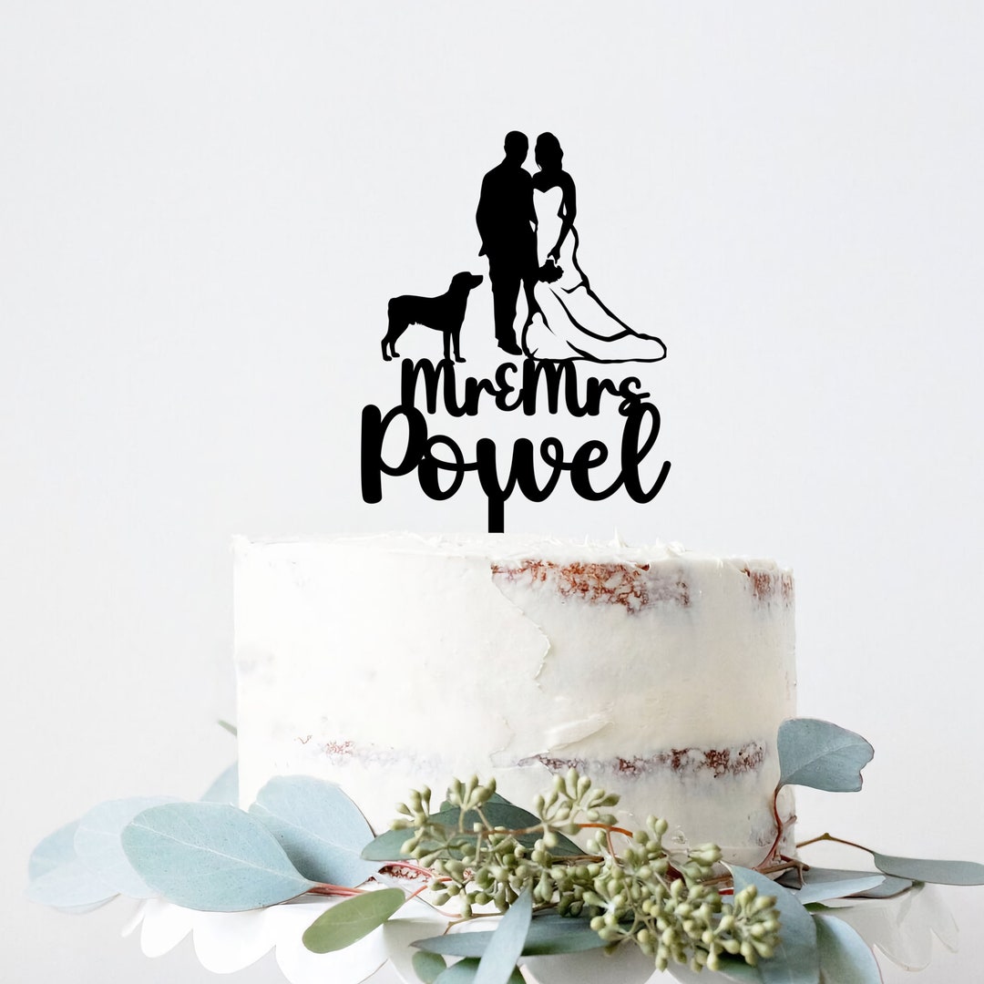 Dog Wedding Cake Topper Bride and Groom Cake Topper Silhouette Couple ...
