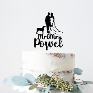 Dog Wedding Cake Topper Bride and Groom Cake Topper Silhouette Couple Dog Cat Personalised Custom Wedding Topper