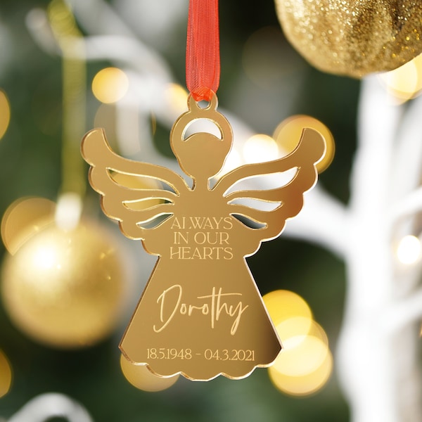 Personalised Christmas ornament Angel Memorial Bauble,  Angel Memorial Gift Angel Decoration Remembrance Christmas Ornament Xmas